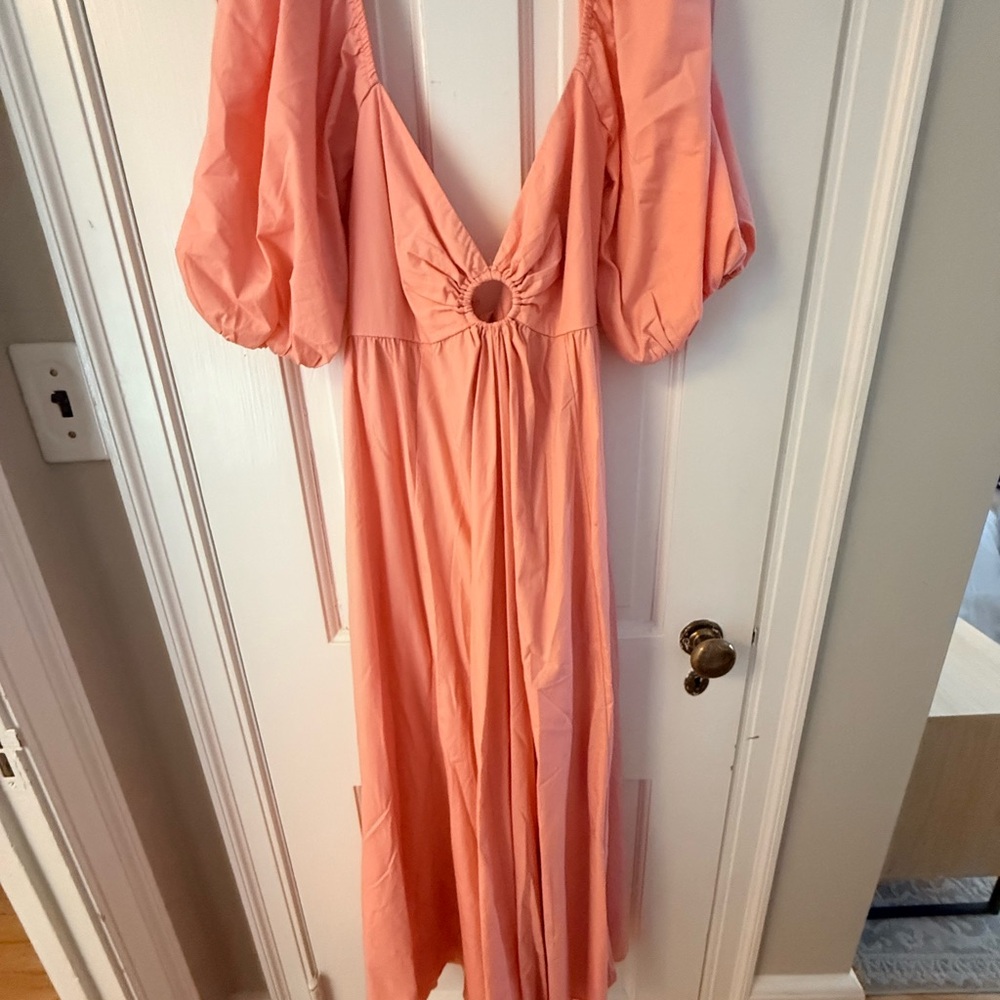 Elegant Pink Puff Sleeve Dress